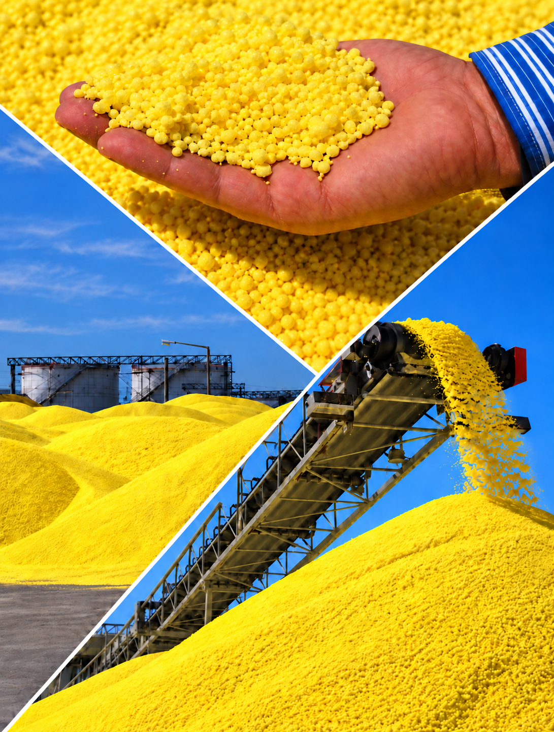 Sulfur granules and stockpiles